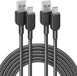 Anker - USB A to USB C Cable, Charger Cord (2 Pack, 10FT) - Black