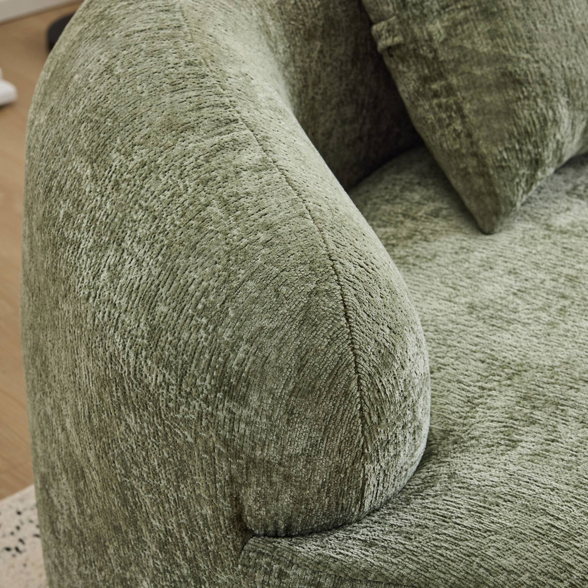 Alt View 6. GOODSILO - Curved Loveseat Sofa with Round Armrest and Compression Cushioning, Includes Two Decorative Pillows - Green.