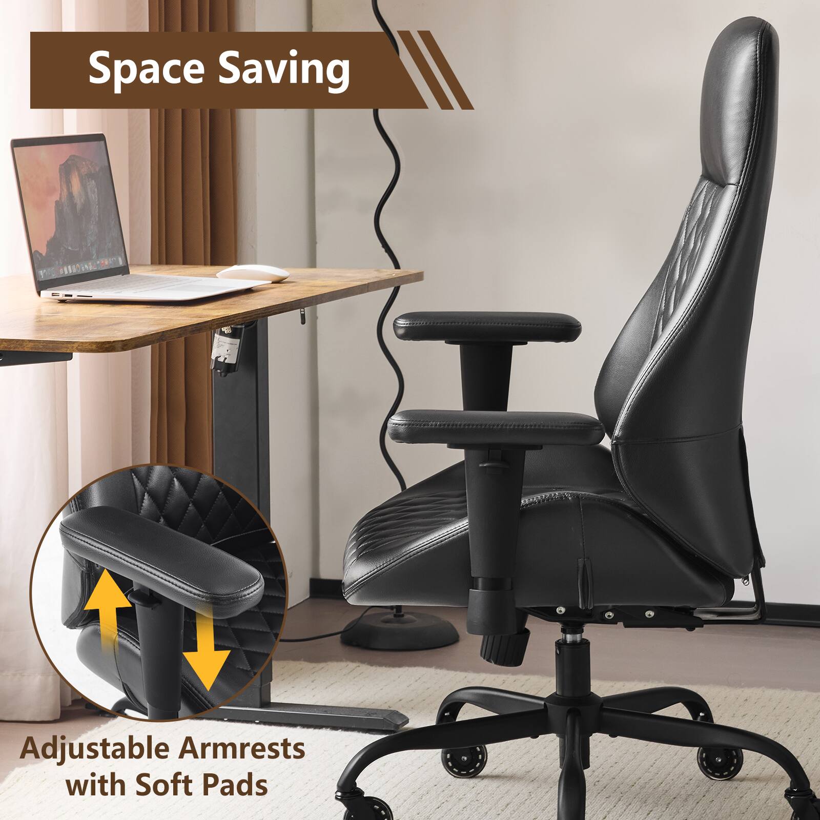 Space Saving Adjustable Armrests with Soft Pads