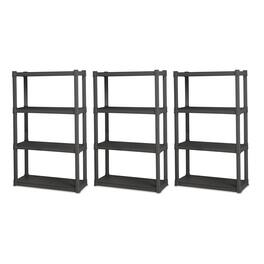 Sterilite - Plastic Shelf Storage Organizing Unit with 4 Shelves, Gray, 3 Pack - Flat gray