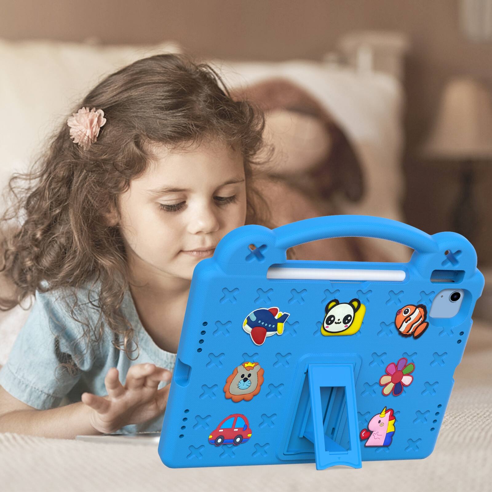 Alt View 3. UUCOVER - Kids Case for iPad (A16) 11-inch 2025 /iPad 10th Gen 10.9" 2022,Shockproof EVA Case Handle Adjustable Stand Cover - Skyblue.