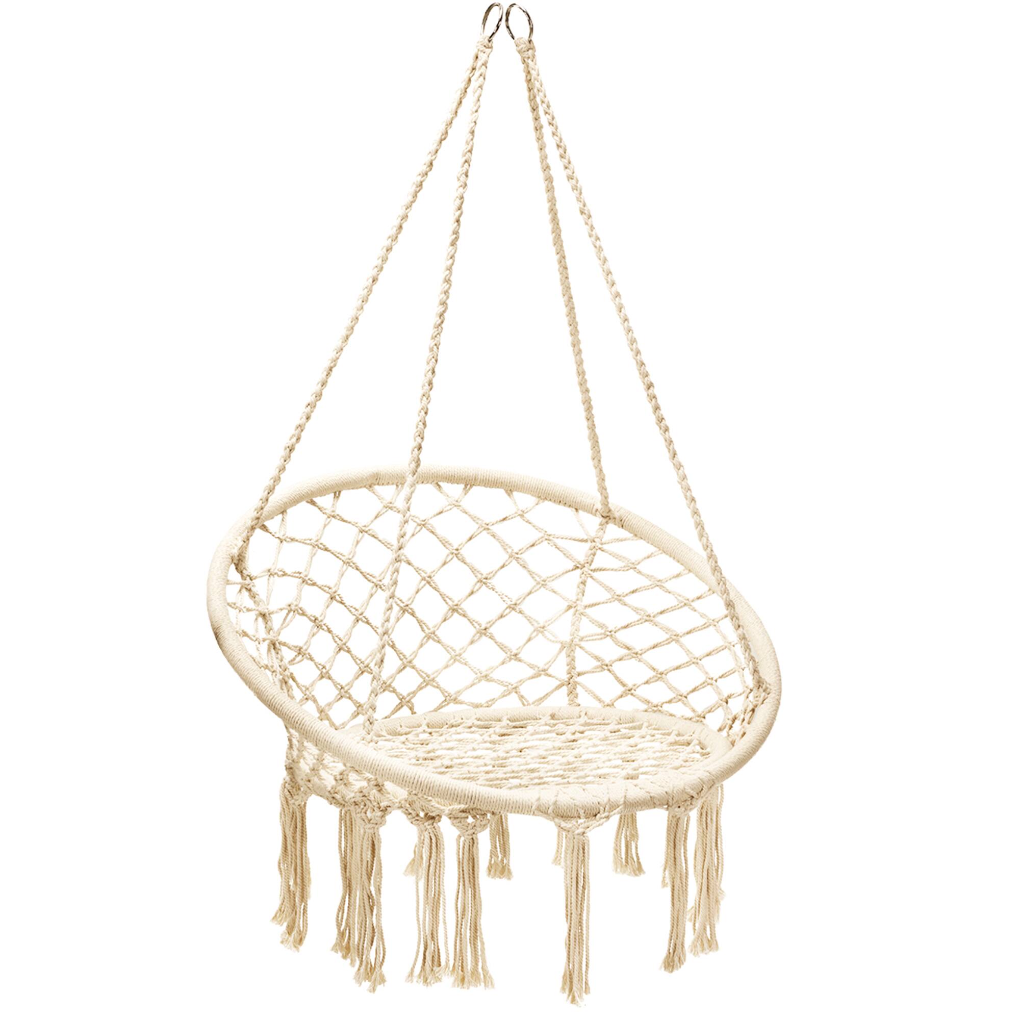 Alt View 4. Gymax - Gymax Hammock Chair Hanging Cotton Rope Macrame Swing Chair Indoor Outdoor Beige - Beige.