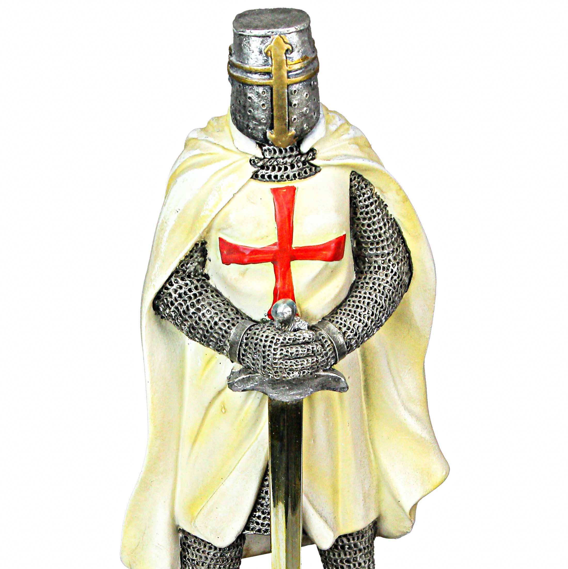Alt View 5. Zeckos - Medieval Templar Knight in Battle Holding Sword Armor Statue - Multicolored.