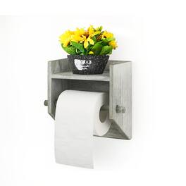 Oumilen - Wall Mounted Toilet Paper Holder with Shelf – Olive Green Rustic Wood Tissue Dispenser