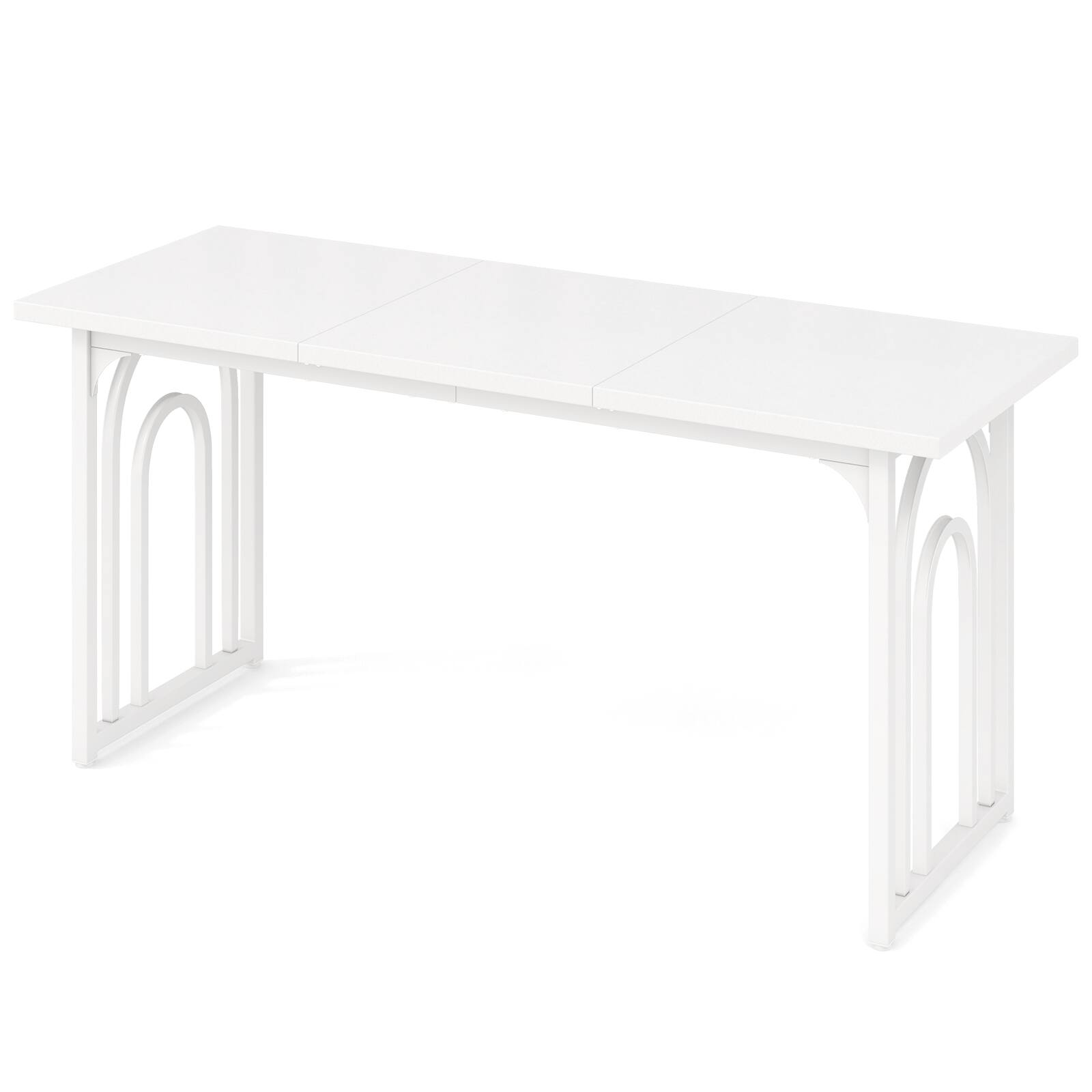 Alt View 9. Gymax - Gymax 63'' Rectangular Farmhouse Kitchen Table w/Heavy Duty Metal Legs for Dining Room - White.