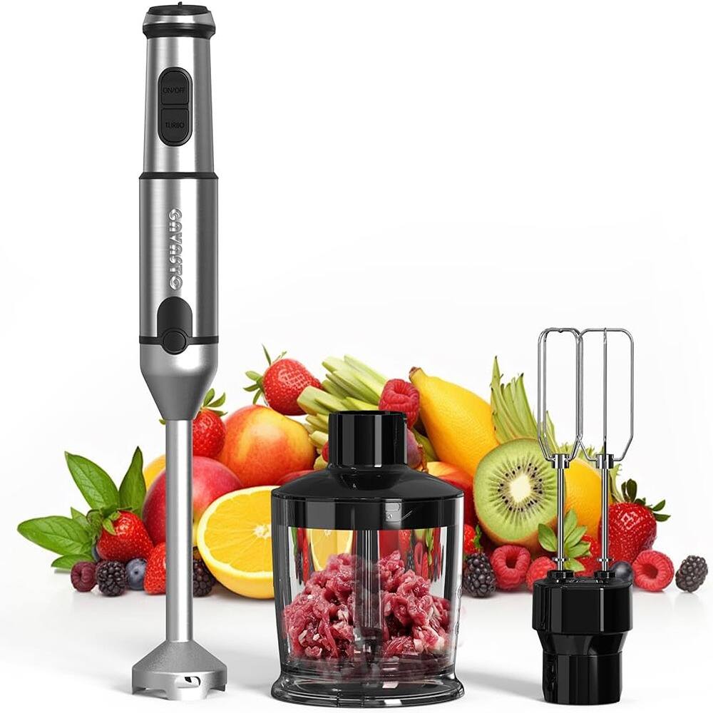 ACJPR - “Hand Blender, 20-Speed, Stainless Steel Blades, Copper Motor” - Gray