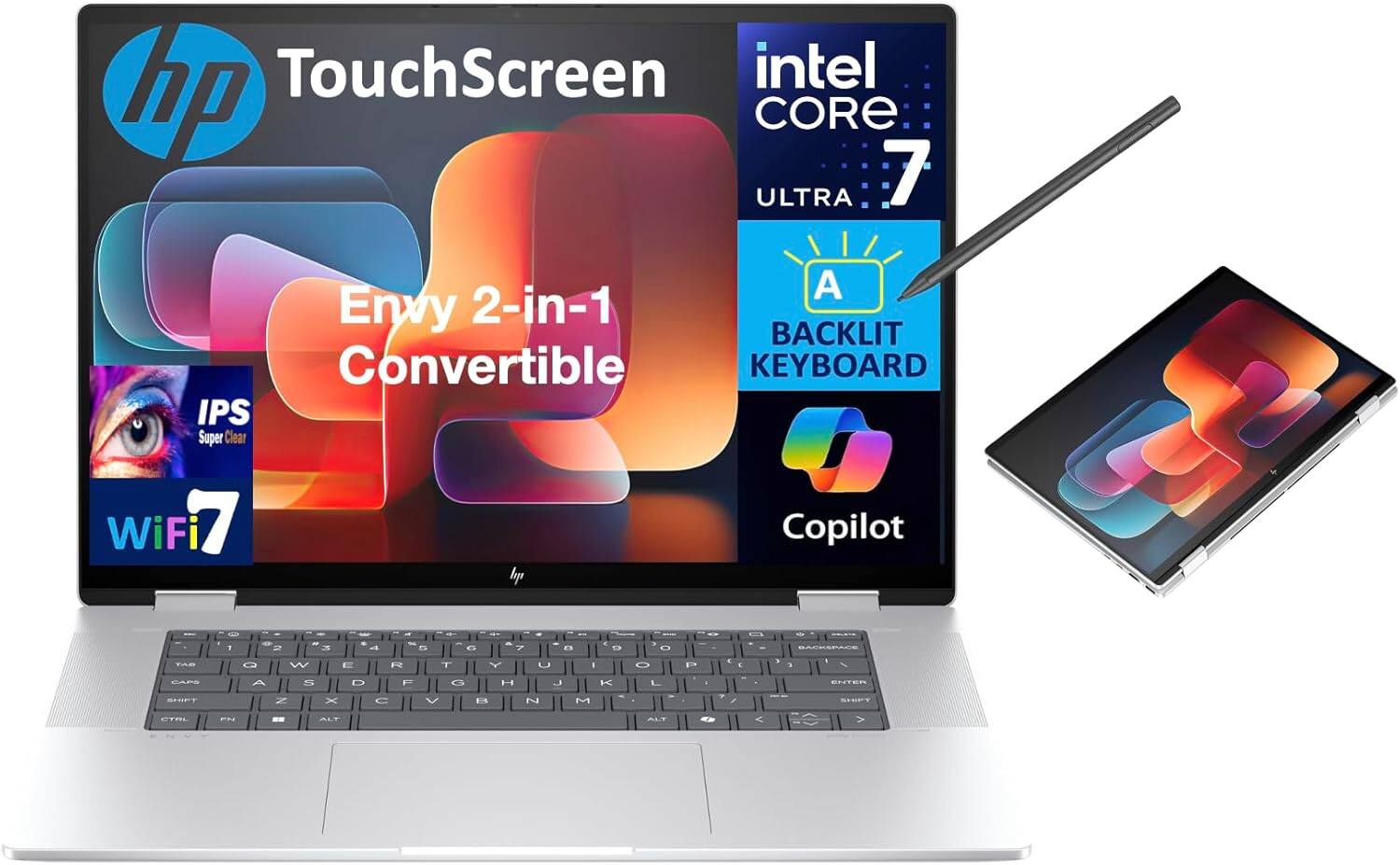 TouchScreen intel hp CORE ULTRA 7 A Envy 2-in-1 Convertible KEYBOARD IPS WiFi 17 Super Clear Copilot