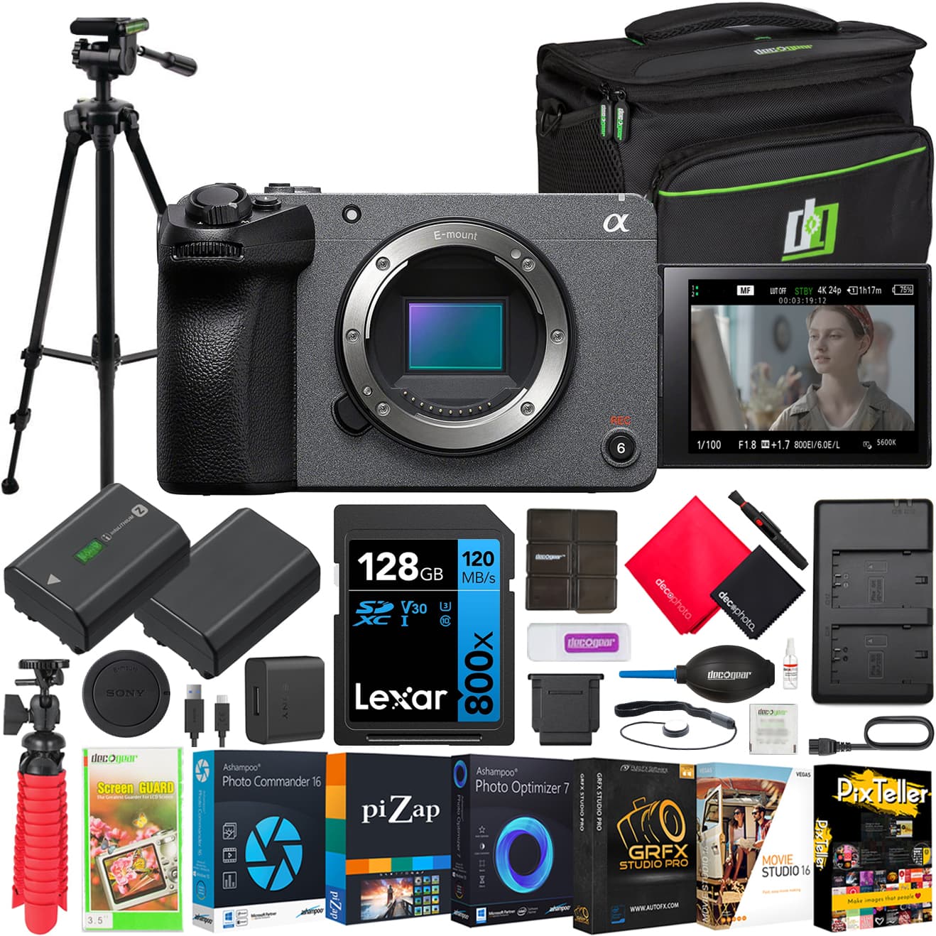 Sony - Cinema Line FX30 Super 35 Interchangeable Lens Camera Body + Accessories Bundle