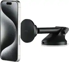 Front. iOttie - iOttie - iTap 3 MagSafe Compatible Dashboard & Windshield Car Mount with Magnetic Adapter Ring - Black.