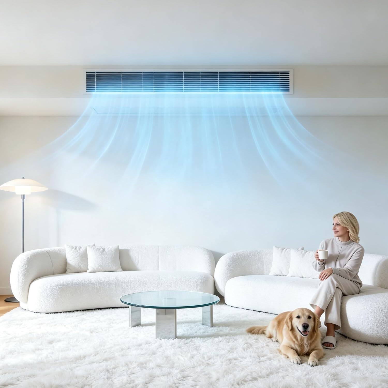 Alt View 5. Winado - 3 Ton 36000 BTU Ducted Central Air Conditioner with Heat Pump & Inverter System, 15.2 SEER Split AC Unit with Air Handle - Gray.