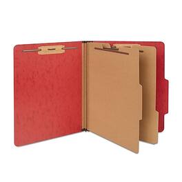 Staples - Moisture Resistant Classification Folder, 2-Dividers, 2.5" Expansion, Letter Size, Dark 10/Box - Red