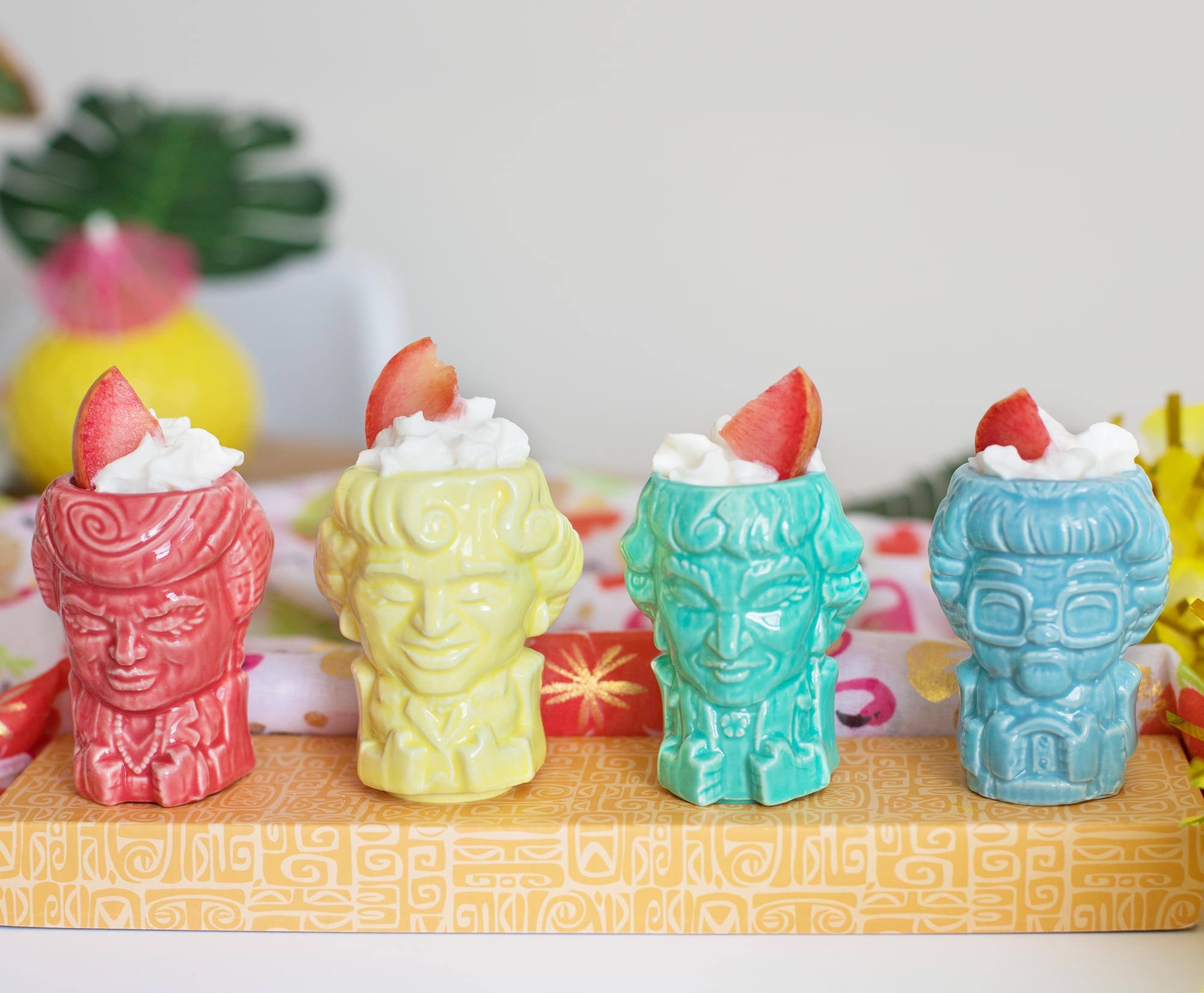 Alt View 3. ThinkGeek - Geeki Tikis The Golden Girls Ceramic 2 Ounce Muglet Mini 3 Inch Glasses Set Of 4 Toynk Exclusive - Multi-Colored.