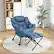 Alt View 12. Costway - Lazy Sofa Armchair with Folding Footrest and Storage Pocket - Blue.