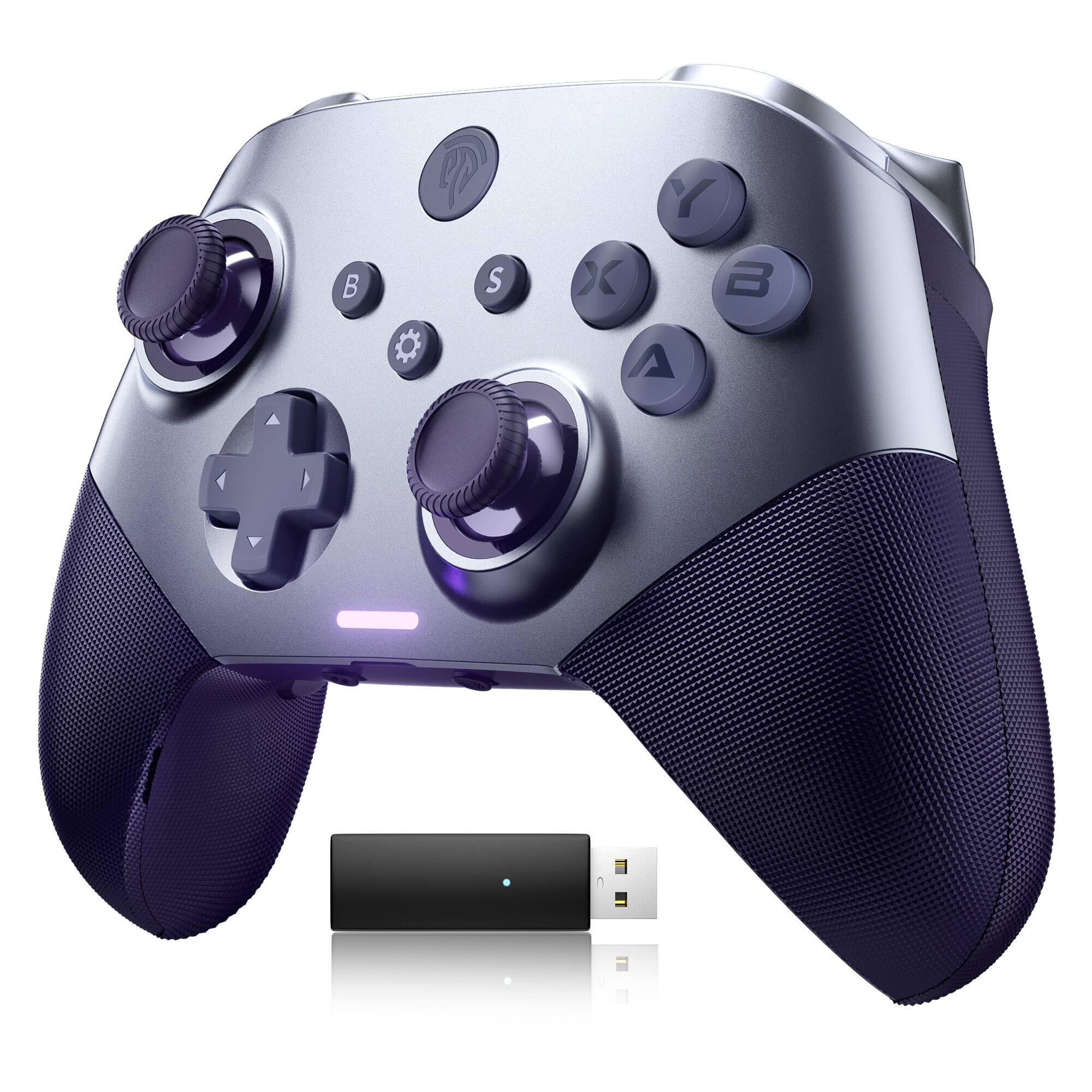 Front. EasySMX - EasySMX X10 Wireless Gaming Controller, Bluetooth Gamepad with Swappable Faceplate, for PC/Steam/Switch/Android/iOS - Purple.