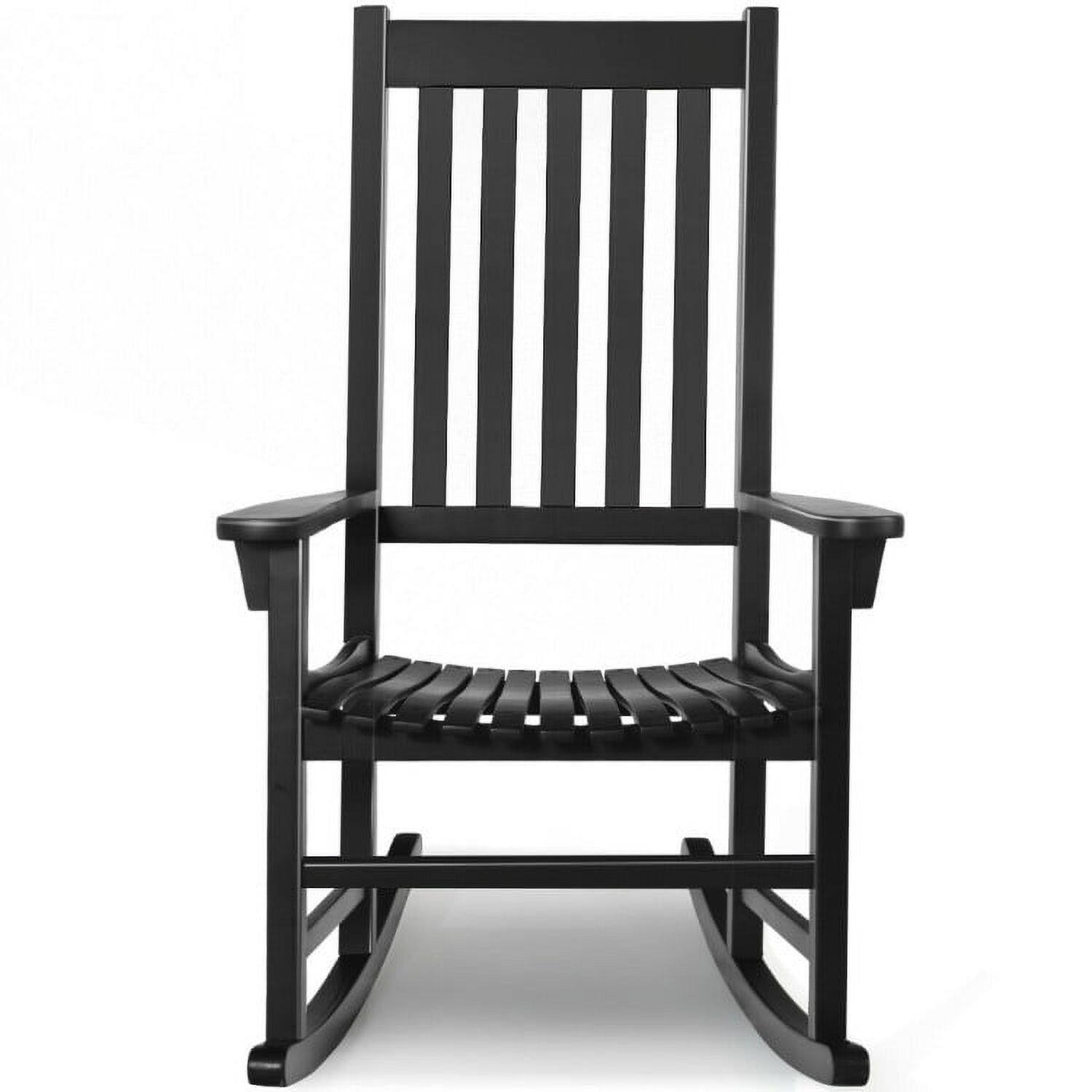 Left. Kadyn - Indoor Outdoor Wooden Chair Patio Chairs Chair Rocker Patio PorchBackyardIndoor Garden High Back Rocking Rocking Single - Black.