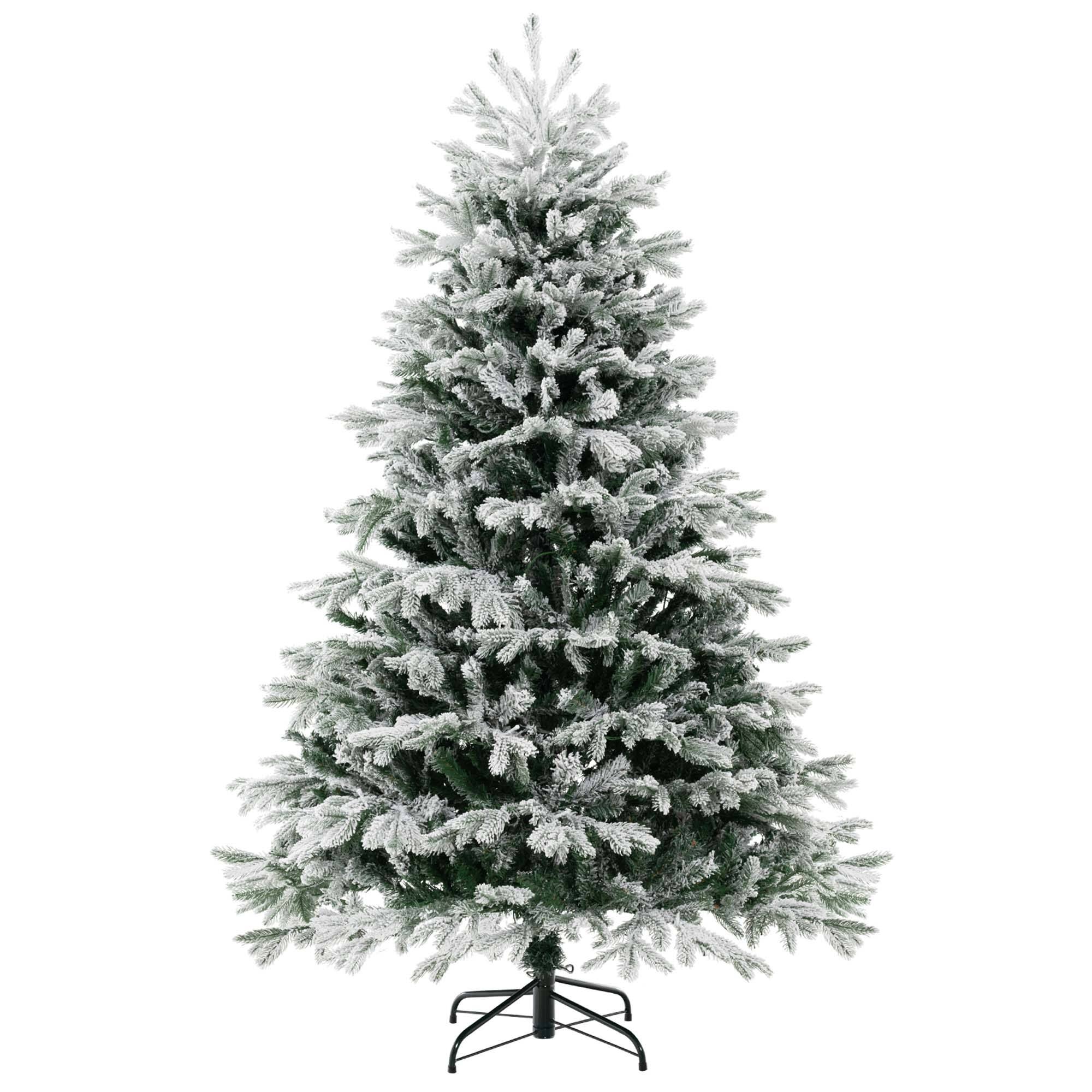 Alt View 19. Costway - 6 FT Pre-Lit Christmas Tree Snow Flocked Hinged Xmas Decoration with 350 Lights - Green/White.