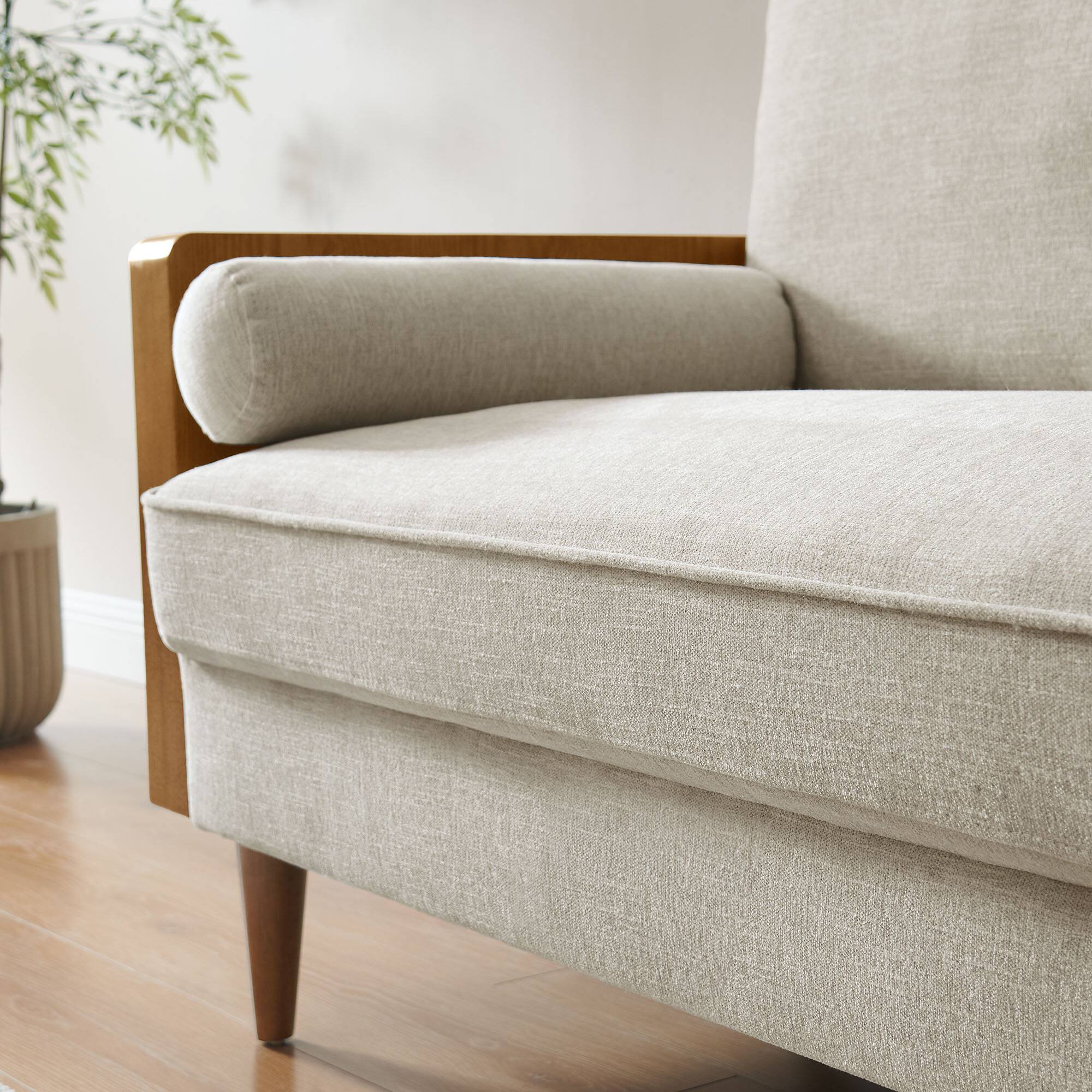 Alt View 1. Modway - Kellan Loveseat - Walnut Heathered Weave Ivory.