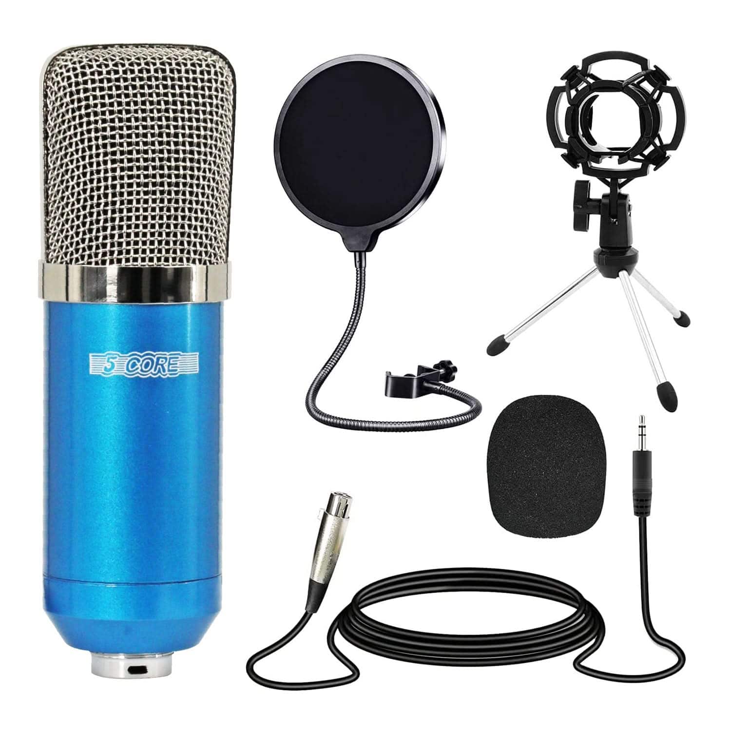 5 CORE - 5Core Lavalier Microphone Clip On Professional Grade 3.5mm Lav Lapel Mic Omnidirectional-RM 7 BLU