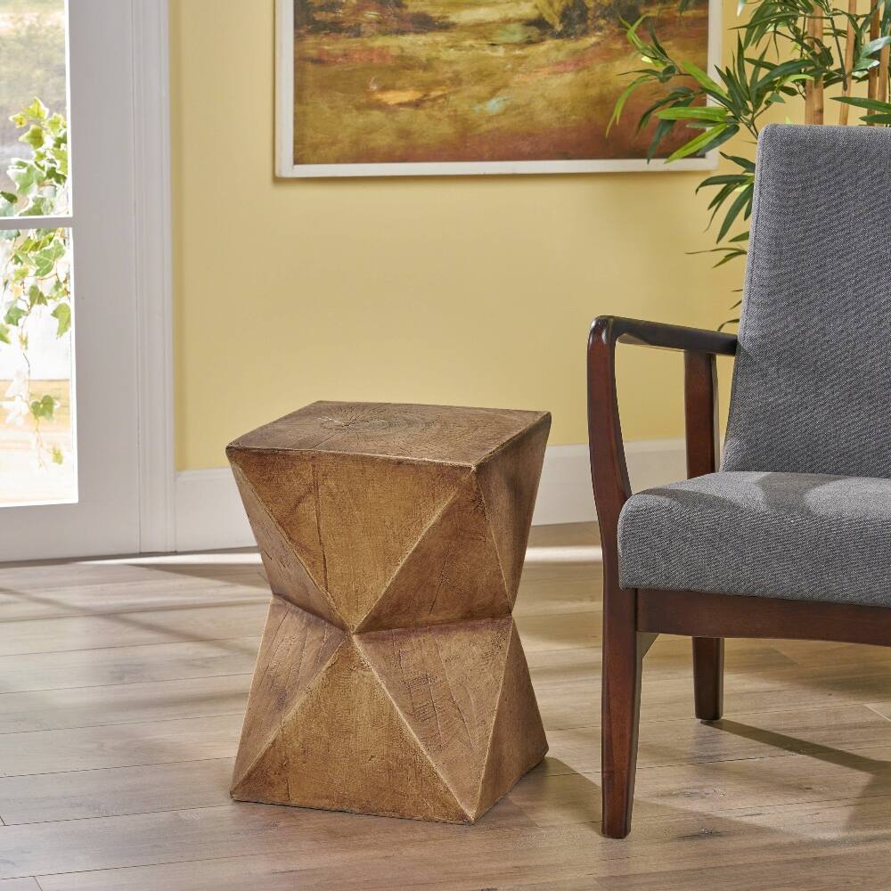 Left. Loheer - Loheer Outdoor Side Table Concrete Accent Table Modern End Table - Wood-like.