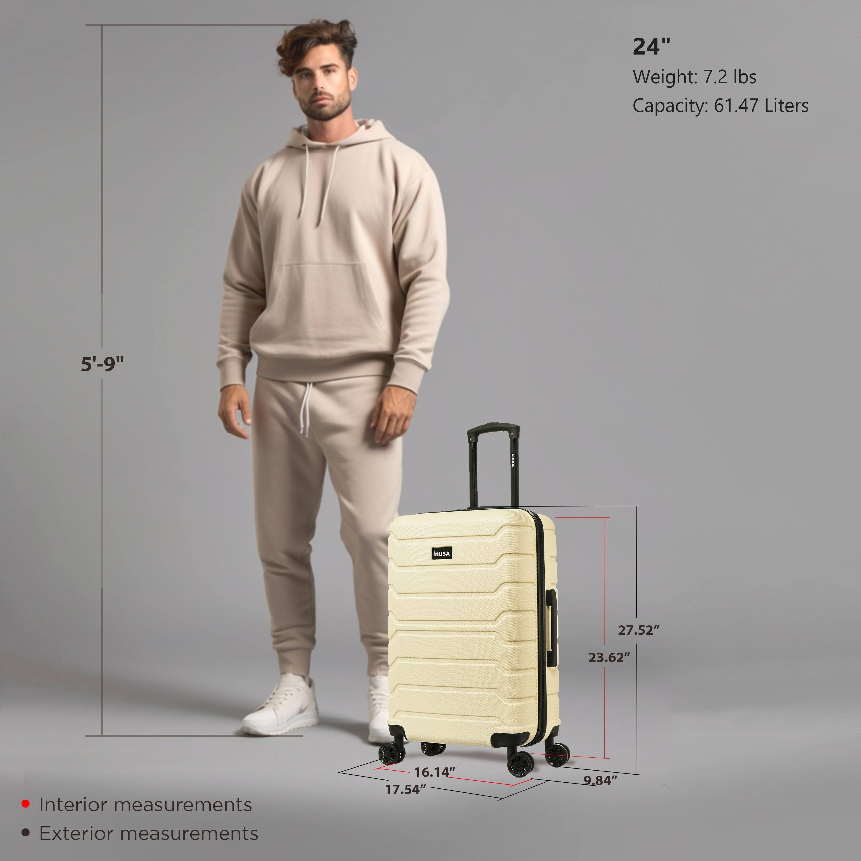 24"  
Weight: 7.2 lbs  
Capacity: 61.47 Liters  

5'-9"  

Interior measurements:  
16.14" x 17.54" x 9.84"  

Exterior measurements:  
23.62" x 27.52" x 9.84"