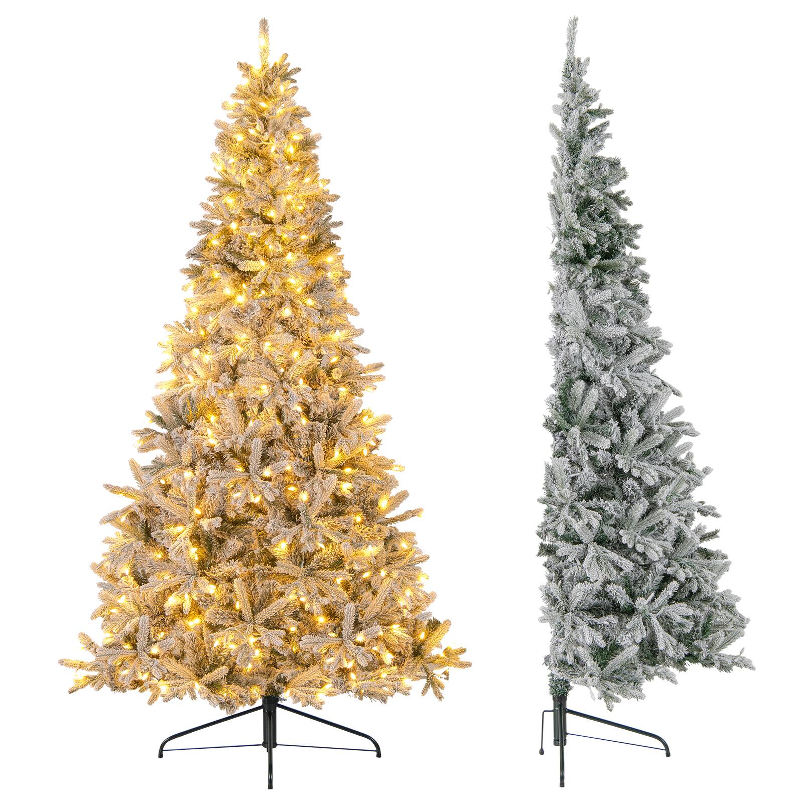 Alt View 8. Costway - Costway 7 FT Half Artificial Pre-Lit Xmas Christmas Tree with 852 Branch Tips & 240 LED Lights 9 Modes - White,Green.