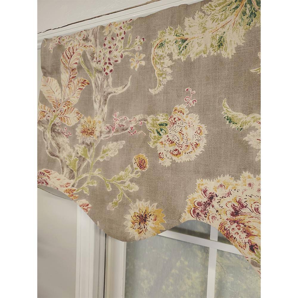 Left. RLF Home - RLF Home Monte Cristo Provance 3" Rod Pocket Lining Luxurious and Elegant Window Treatment Valance 50" x 15" Gray - Gray.