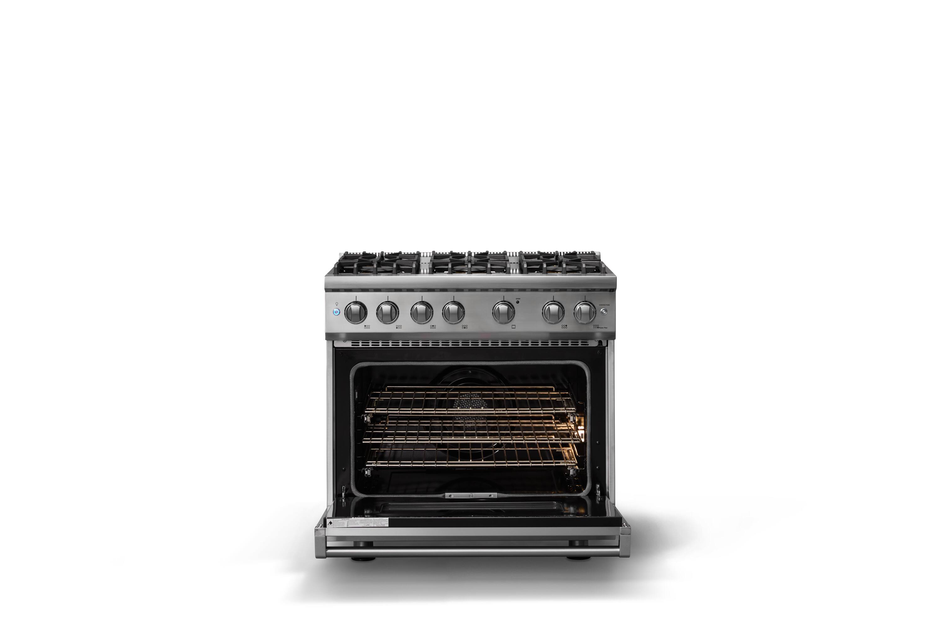 Alt View 2. Viking - 36"W. Pro5S 5.1 Cu. Ft. Freestanding Self-Clean Sealed 6 Burner LP Gas Convection Range - Stainless Steel - Stainless Steel.