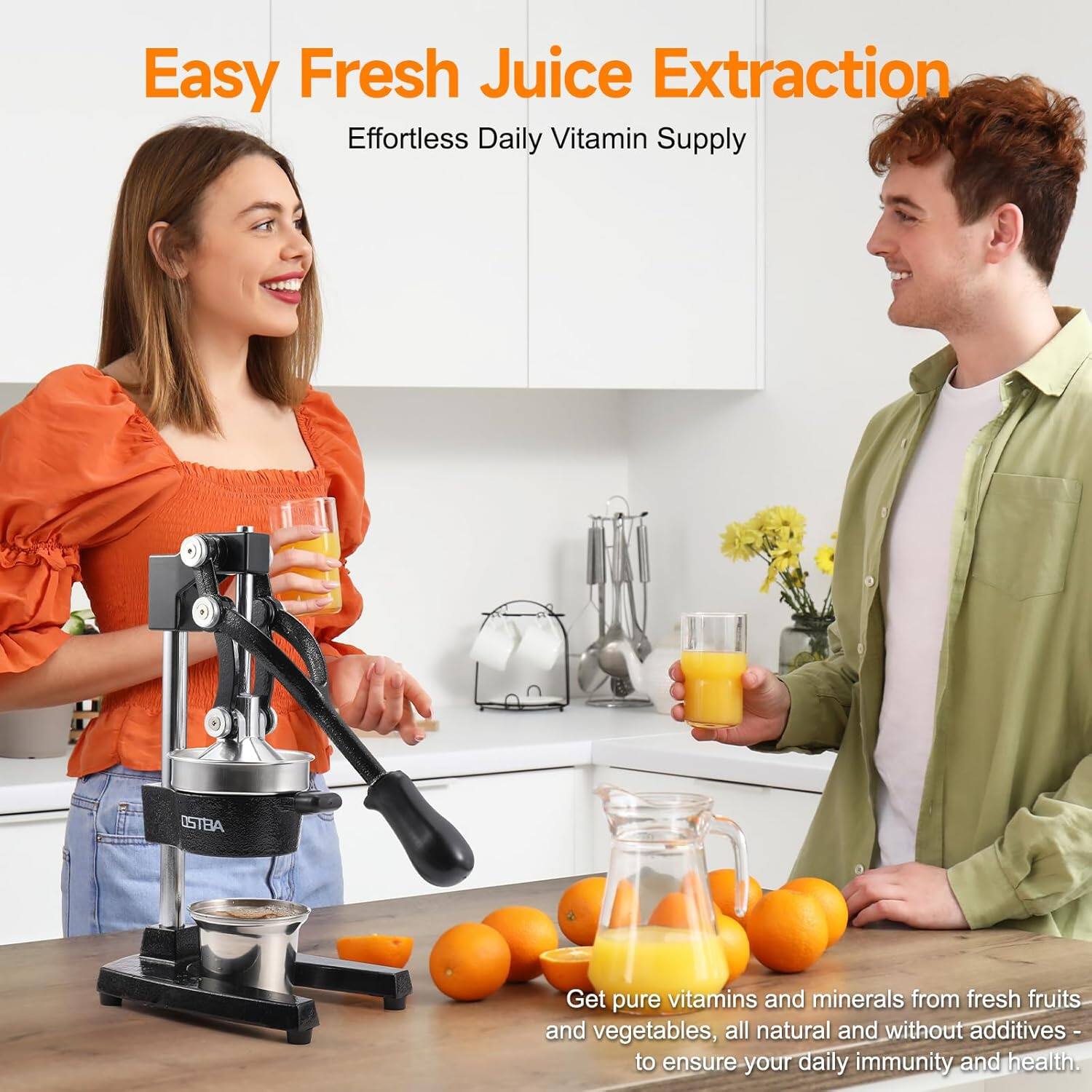 Easy Fresh Juice Extraction  
Effortless Daily Vitamin Supply  

Get pure vitamins and minerals from fresh fruits and vegetables, all natural and without additives - to ensure your daily immunity and health.