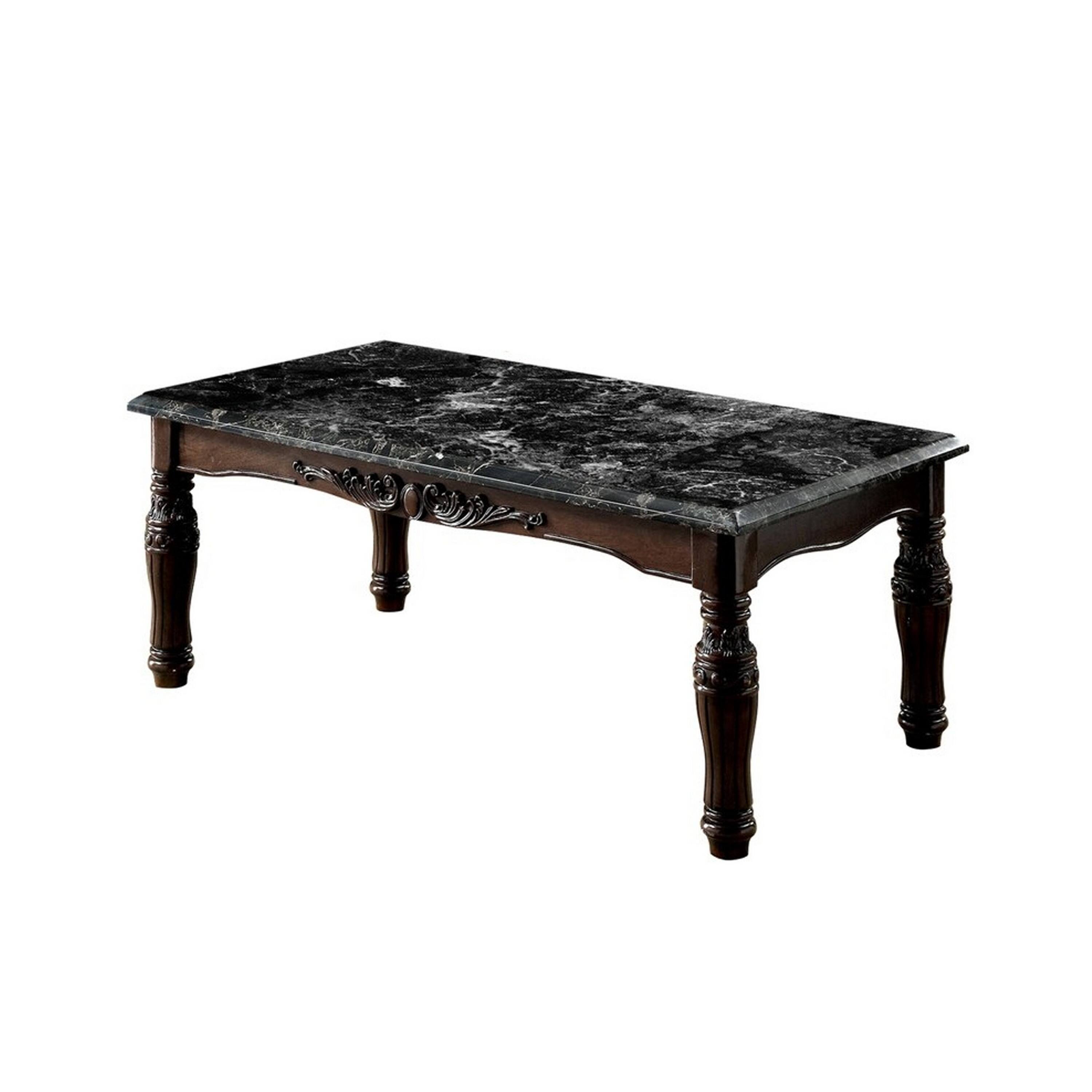 Alt View 2. Manhattan Lane - Faux Marble Top Coffee & End Tables Set, Espresso Brown, Pack of 3 - Brown.
