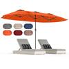 Front. Gymax - Gymax 15.5 FT Double-sided Patio Umbrella w/ Solar Lights Outdoor Twin Size Umbrella Orange - Orange.