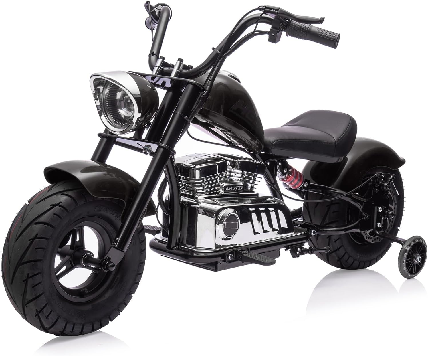 GARVEE - 36V 350W Electric Dirt Bike for Kids Ages 10+, 16.5MPH, Suspension, LED Lights, Music, Leather Seat, Training Wheels - Black