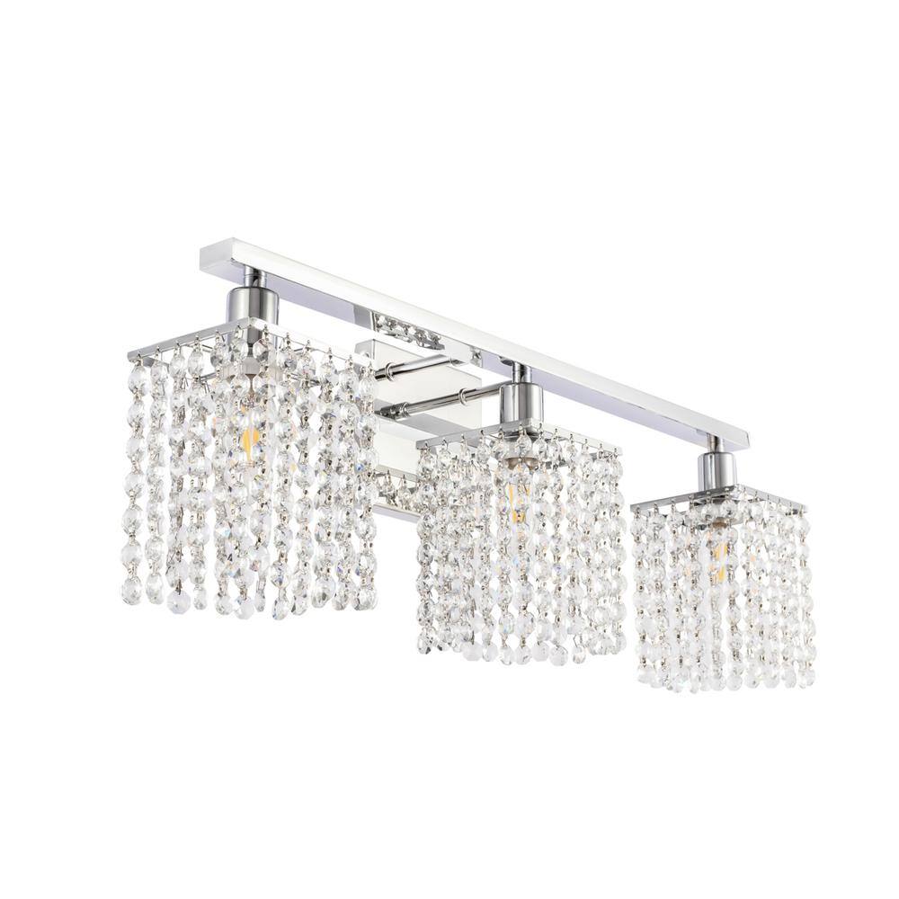 Alt View 4. Living District - Phineas 3 light Chrome and Clear Crystals wall sconce - Chrome And Clear Crystals.