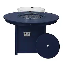 WestinTrends - Helios 47" Modern Outdoor Patio Propane Gas Round Fire Pit Table - Navy Blue