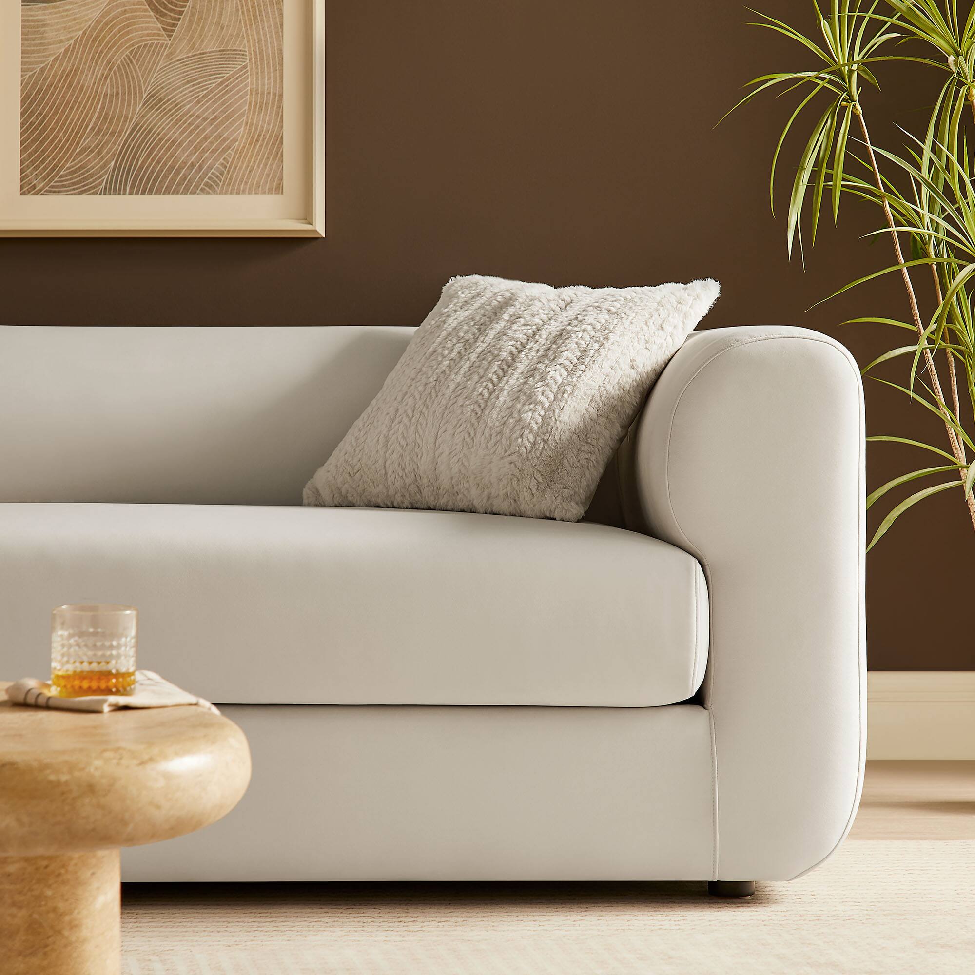 Alt View 5. Modway - Leif 89" Performance Velvet Upholstered Sofa by Modway - White.