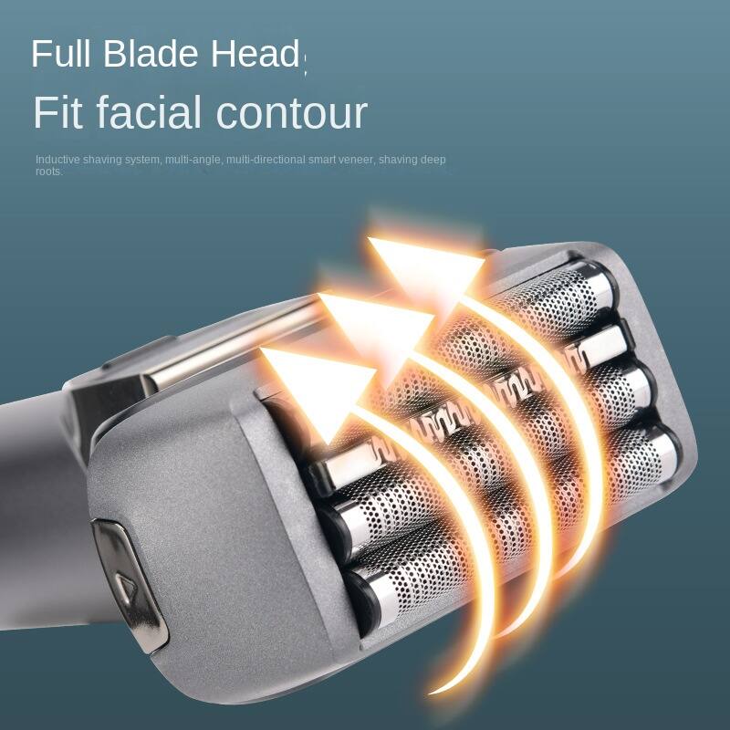 Full Blade Head, Fit facial contour, shaving deep  
Inductive shaving system, multi-angle, multi-directional smart veneer, shaving deep roots