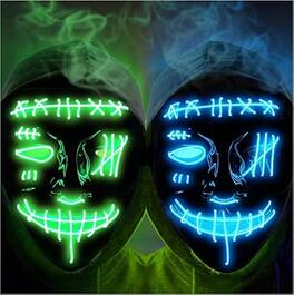 Acekool - 2PACK Halloween Led Mask Light Up Scary Mask Purge Mask