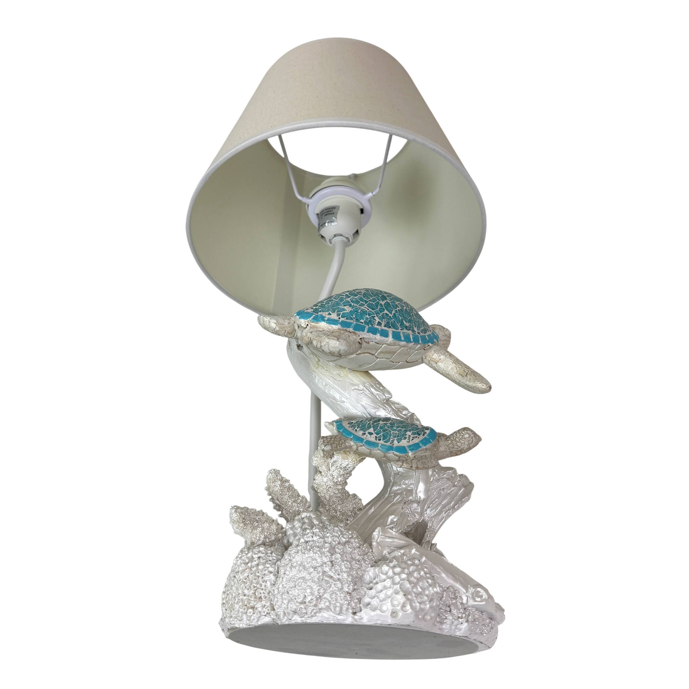 Alt View 7. Fancy That - Set of 2 Resin Sea Turtle Table Lamps with Blue Mosaic Shells, 19 Inch Each - Blue.