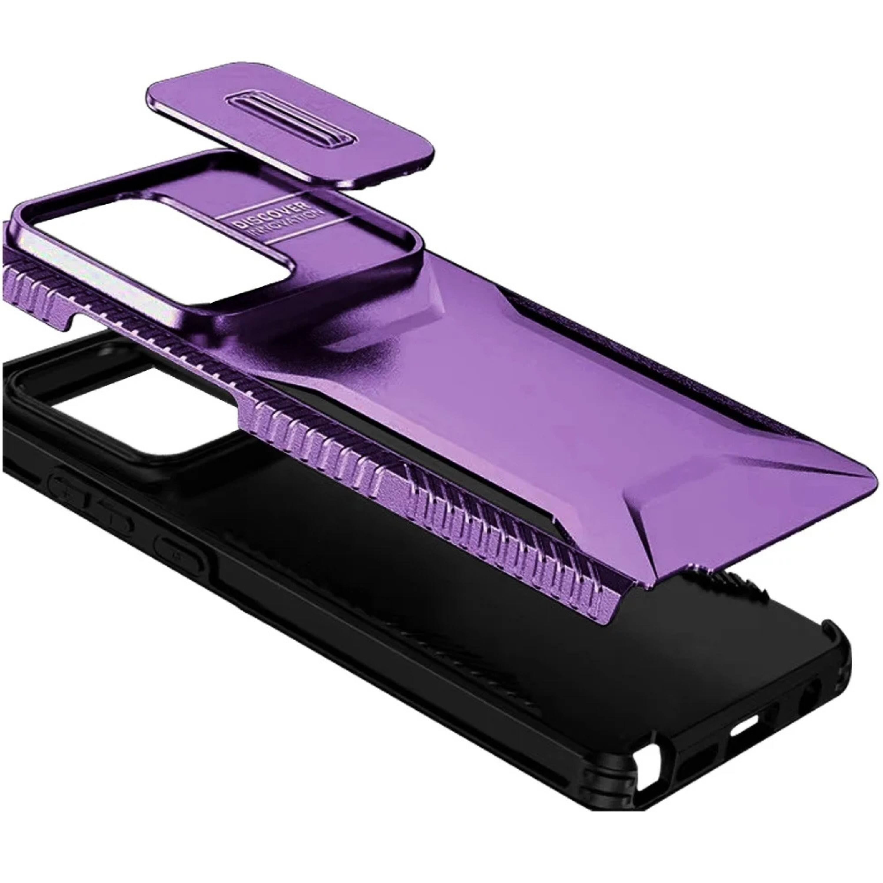 Back. Kitcheniva - Side Grip Rugged Case For Moto G 2025 2026 G Play 2026 With Sliding Camera Cover Dark Purple - Dark Purple.