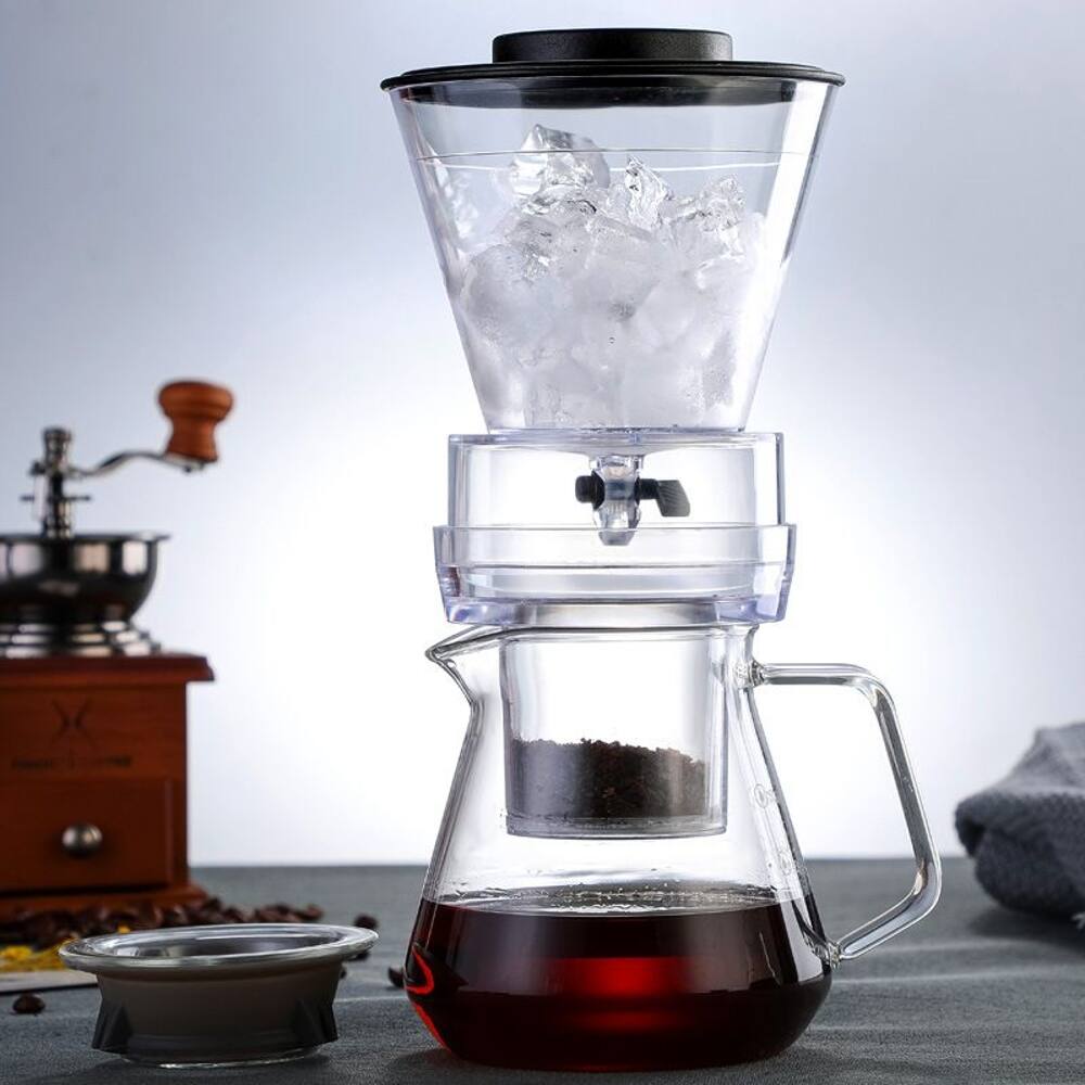 Angle. Loheer - Loheer 500ml Cold Brew Coffee Maker Adjustable Ice Drip Glass Cold Dripper - Clear and Black.