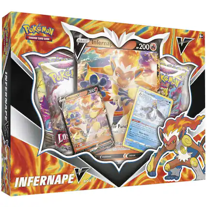 | i I | INFERNAPE ssl PoKMoN NON 6+ TRADING CARD GAME BASIC Infernap ,200 V HP Poker KEMON VO-CA G 200 Infernape Empoleon 160 Alo CHee p - Sving POU Emergency 309 eor Punc Ptnon P - sP% - - cm u Surfacin - Sus - m P Punch tails. This sa Water - - Harer 0 - N Arrow Ao e' - - LO Bright Flam Flar a - Soe M010 10 10ADDI Songg Seh our this Pokemon resistance retreat INFERNAPE BOX