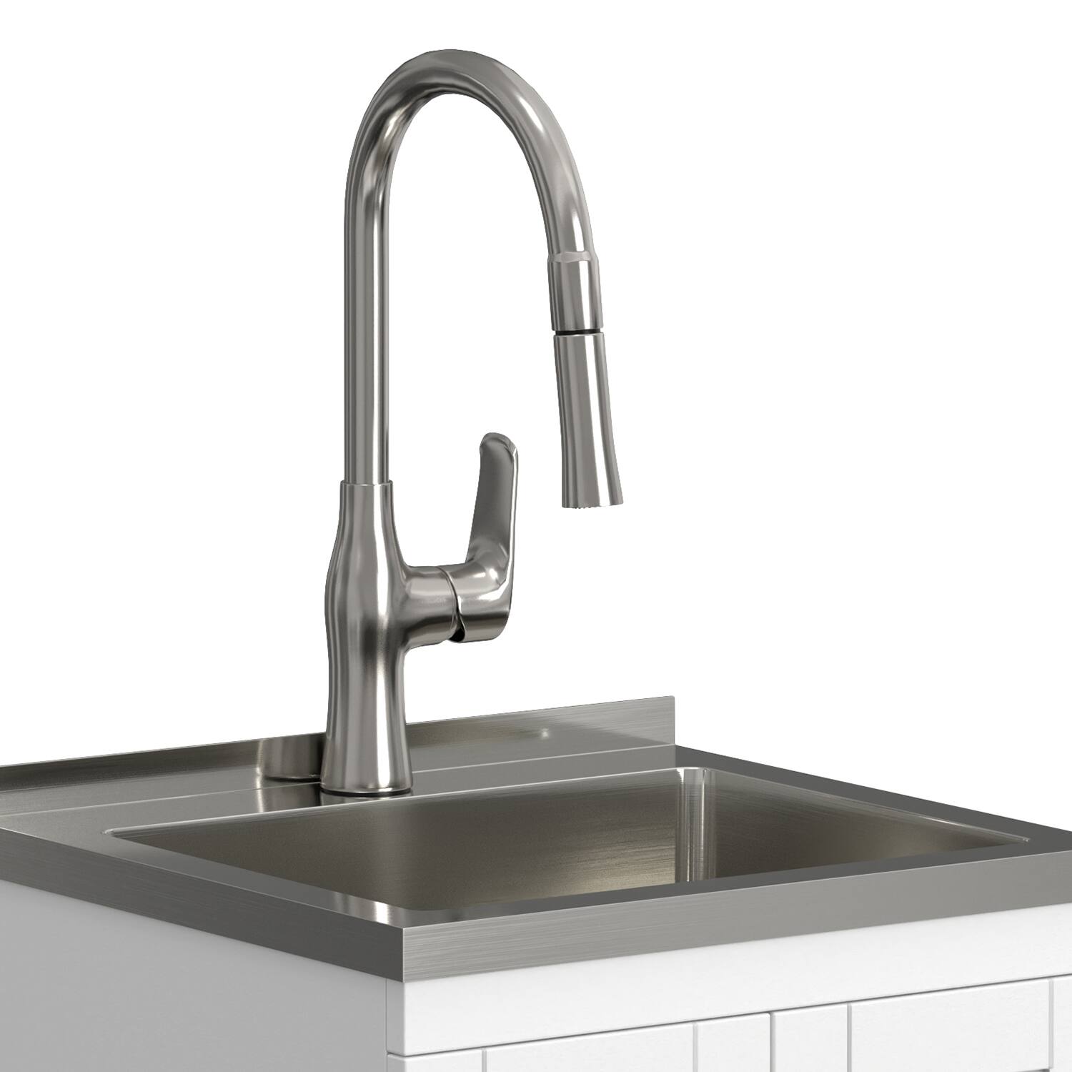 Alt View 7. Simpli Home - Reed All-In-One 20-inch Laundry Utility Sink and Cabinet - Pure White.