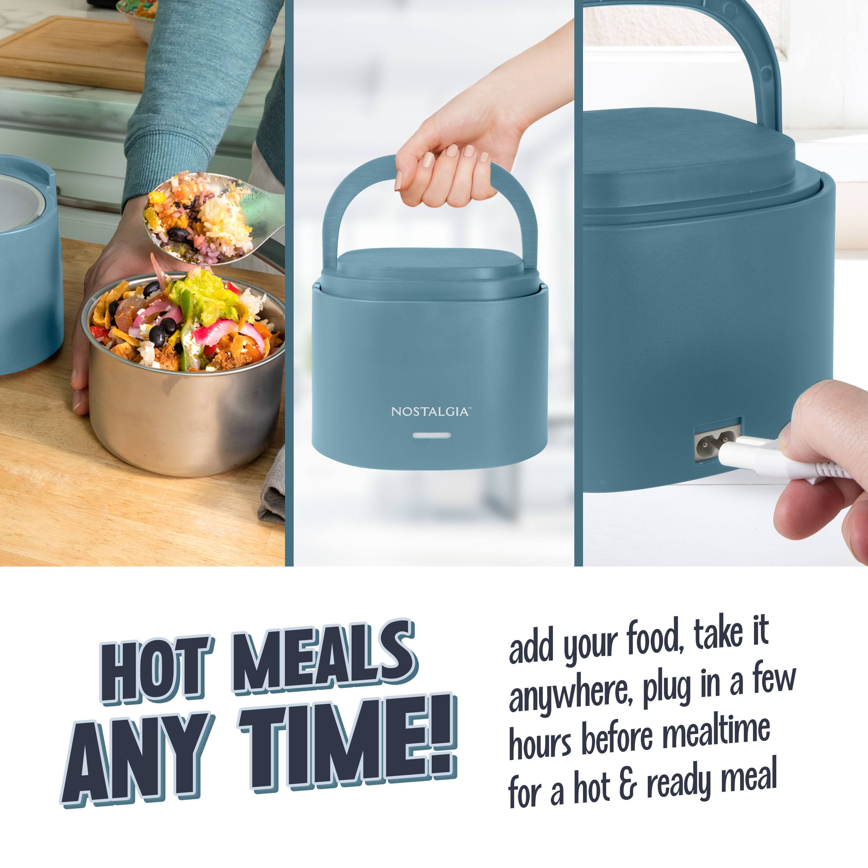 NOSTALGIA

HOT MEALS ANY TIME!

add your food, take it anywhere, plug in a few hours before mealtime for a hot & ready meal
