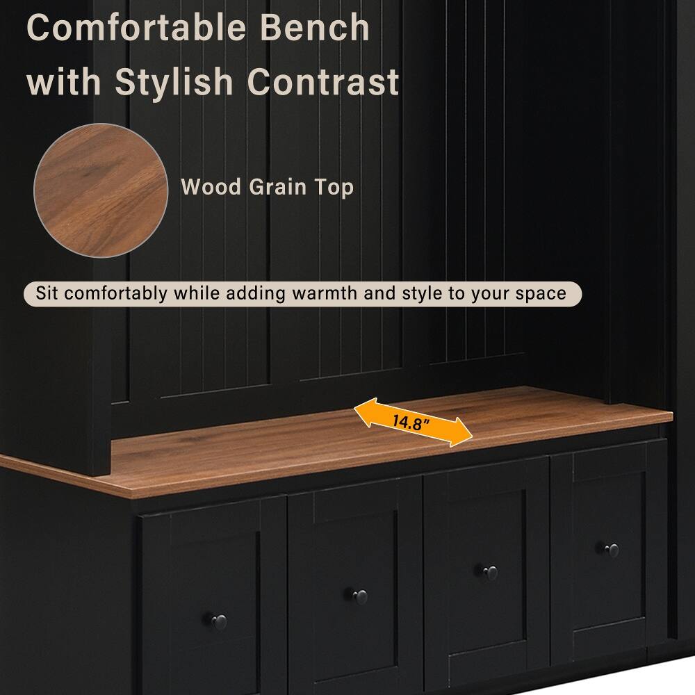 Comfortable Bench with Stylish Contrast  
Wood Grain Top  
Sit comfortably while adding warmth and style to your space  
14.8"