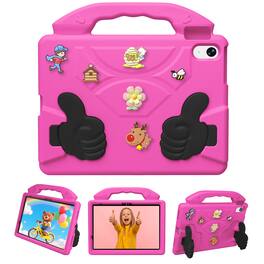 Dteck - Kids Case for 11" iPad A18 12th Gen 2026/iPad A16 11th Gen 2025/iPad 10, Shockproof Silicone Stand Cover with Fun Charms - Rose
