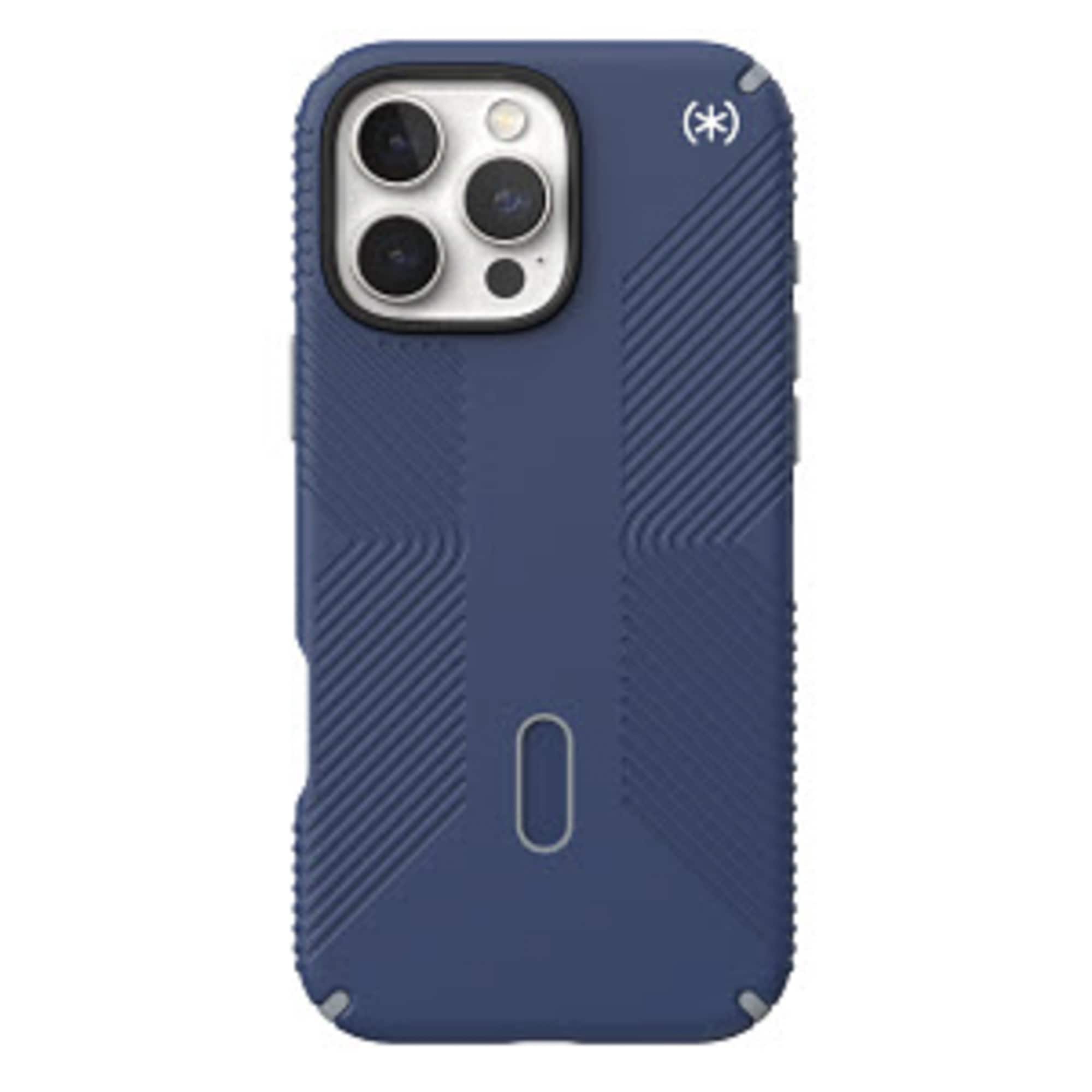 Front. Speck - Presidio Perfect Clear ClickLock Case with MagSafe for Apple iPhone 16 Pro Max - Costal Blue.