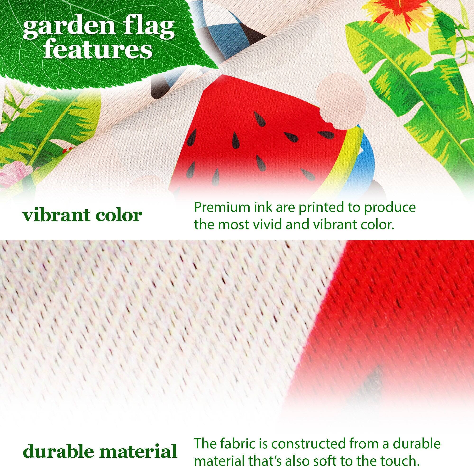 garden flag features

vibrant color  
Premium ink are printed to produce the most vivid and vibrant color.

durable material  
The fabric is constructed from a durable material that's also soft to the touch.
