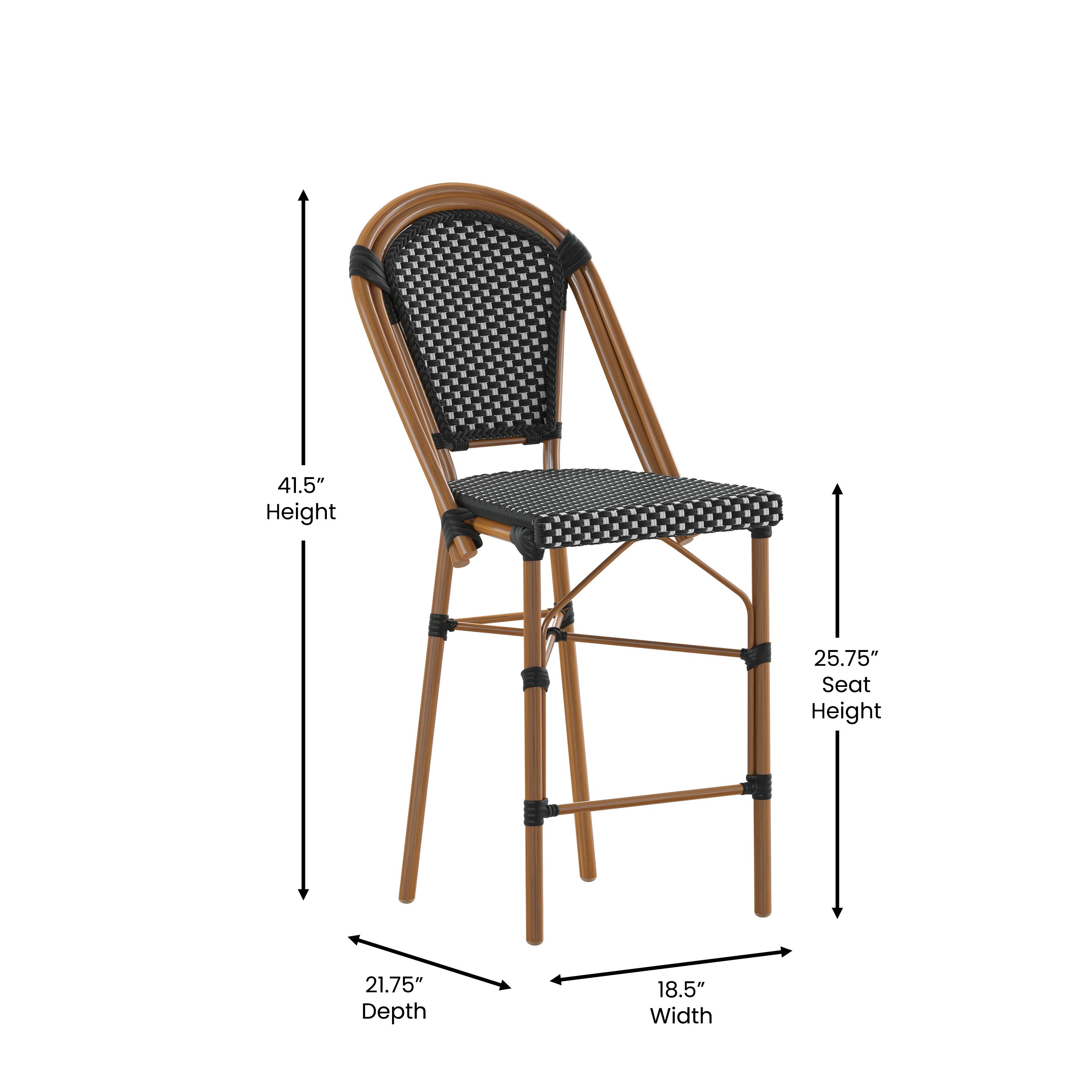 41.5" Height  
25.75" Seat Height  
21.75" Depth  
18.5" Width