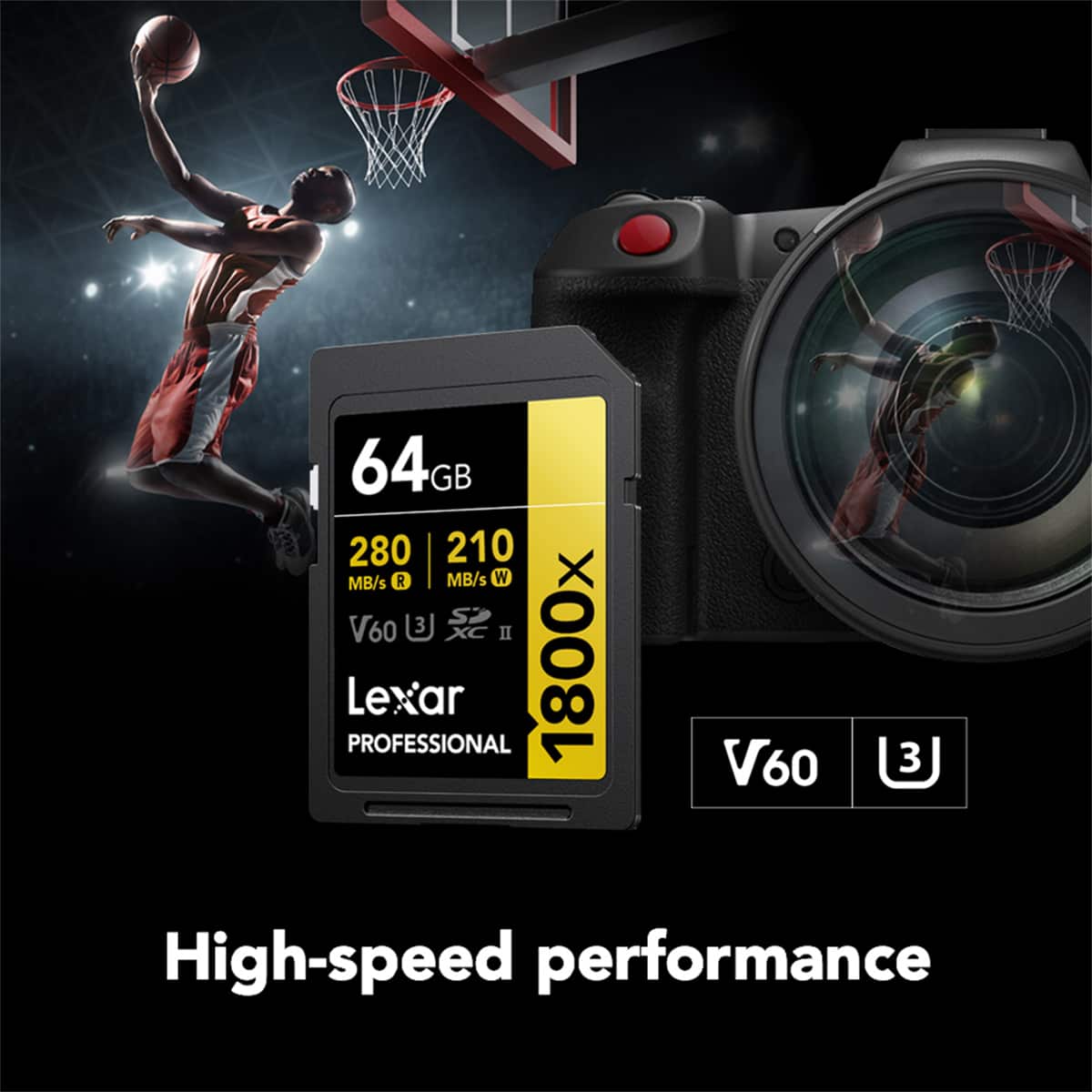 Lexar GOLD Series Professional 1800x UHS II SDXC Memory 64GB, Card