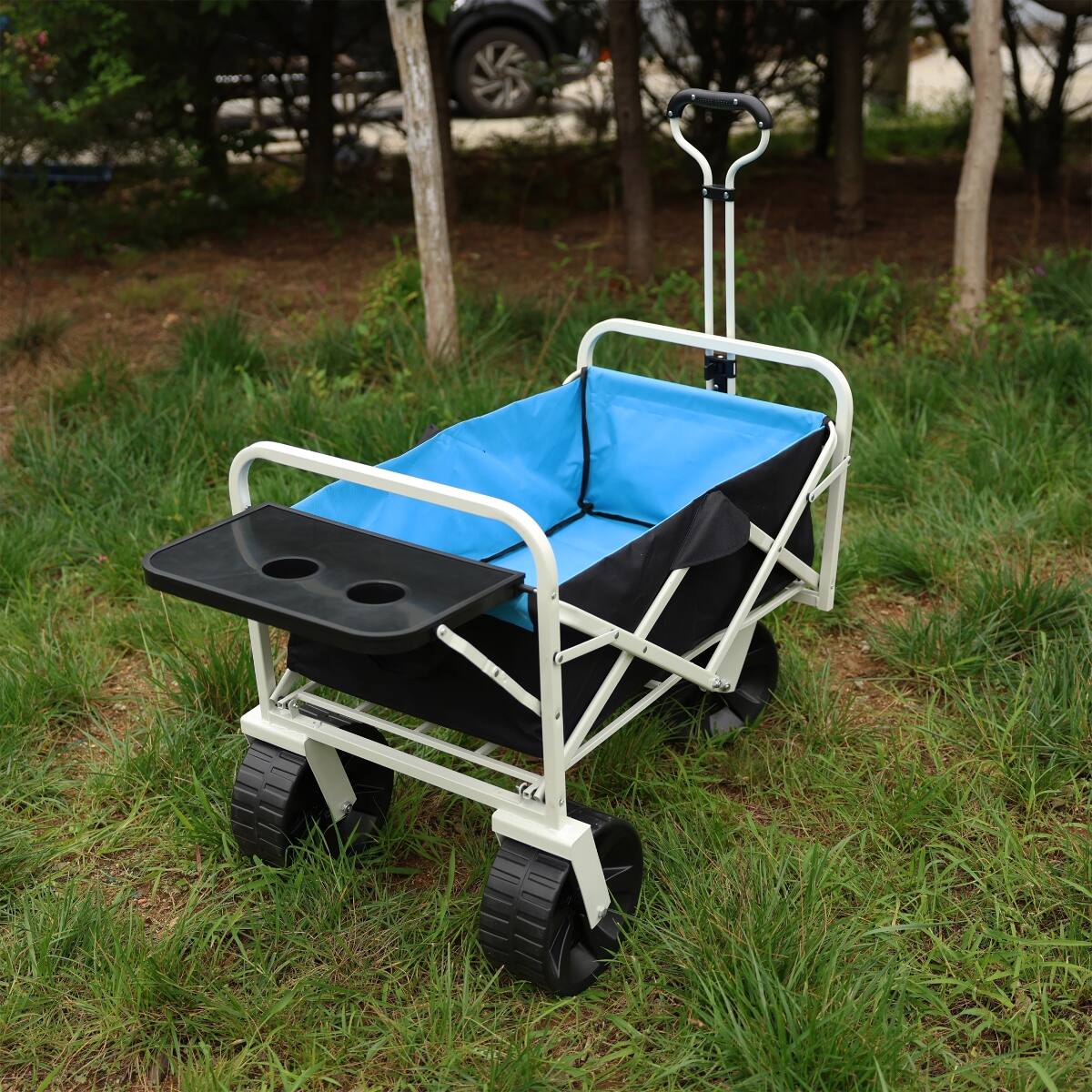 Alt View 3. Loheer - Loheer Folding Garden Wagon with Large Wheels and Side Table for Beach Shopping and Yard Work.