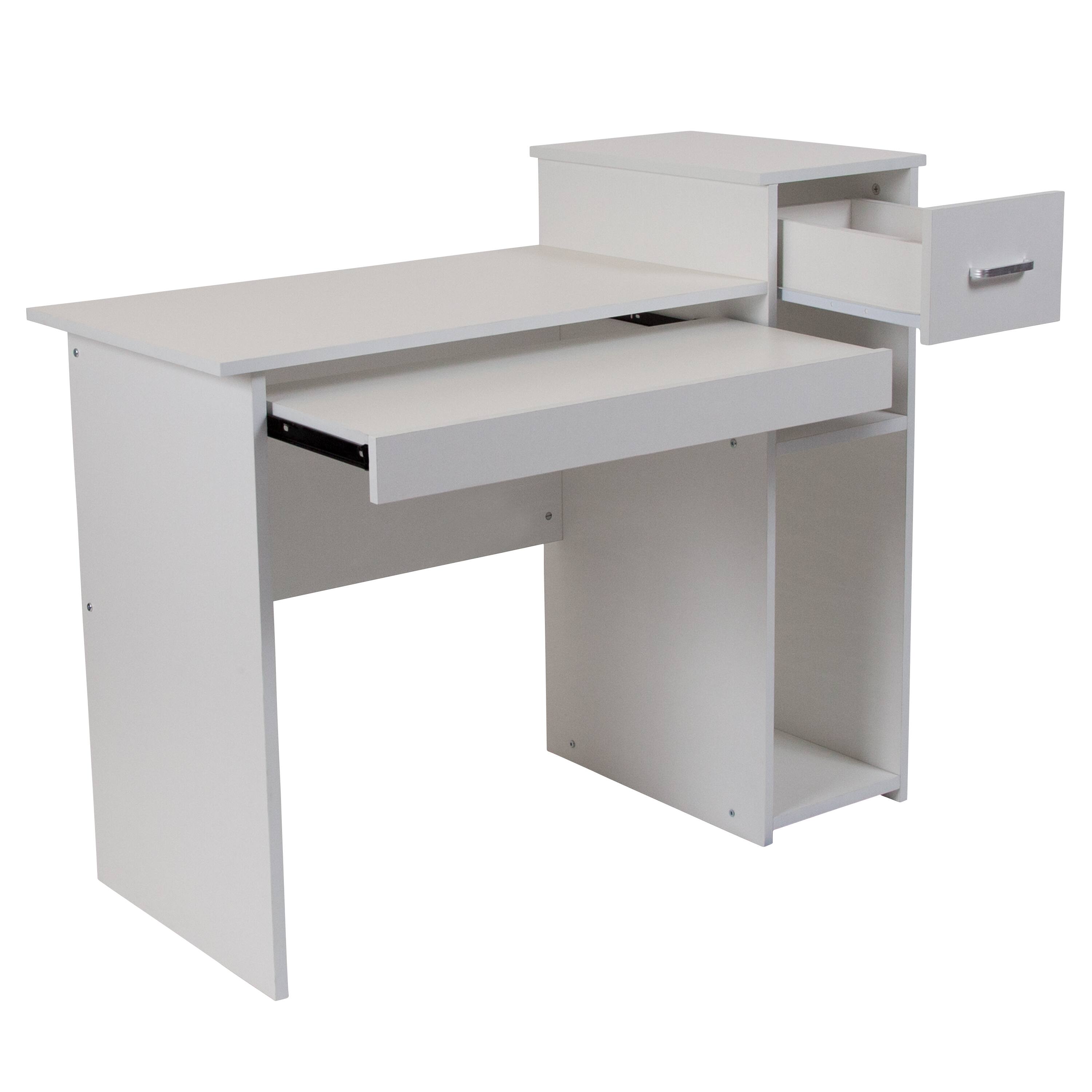 Alt View 7. Emma + Oliver - Desk with Shelves and Drawer - White.